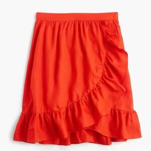 J. Crew orange linen ruffle skirt, size 10